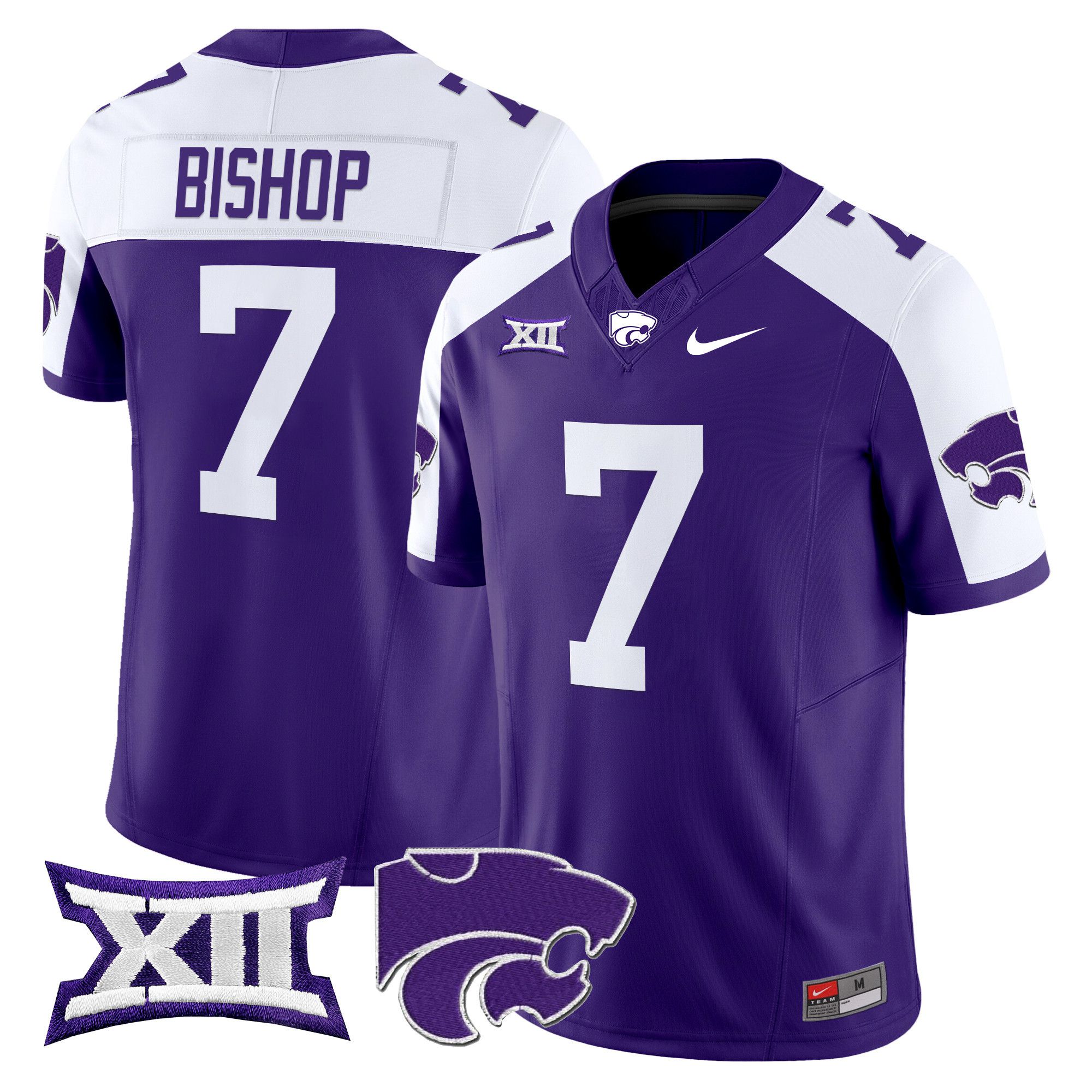 Men Kansas State Wildcats #7 Bishop Purple Nike 2024 Vapor Limited NCAA Jersey